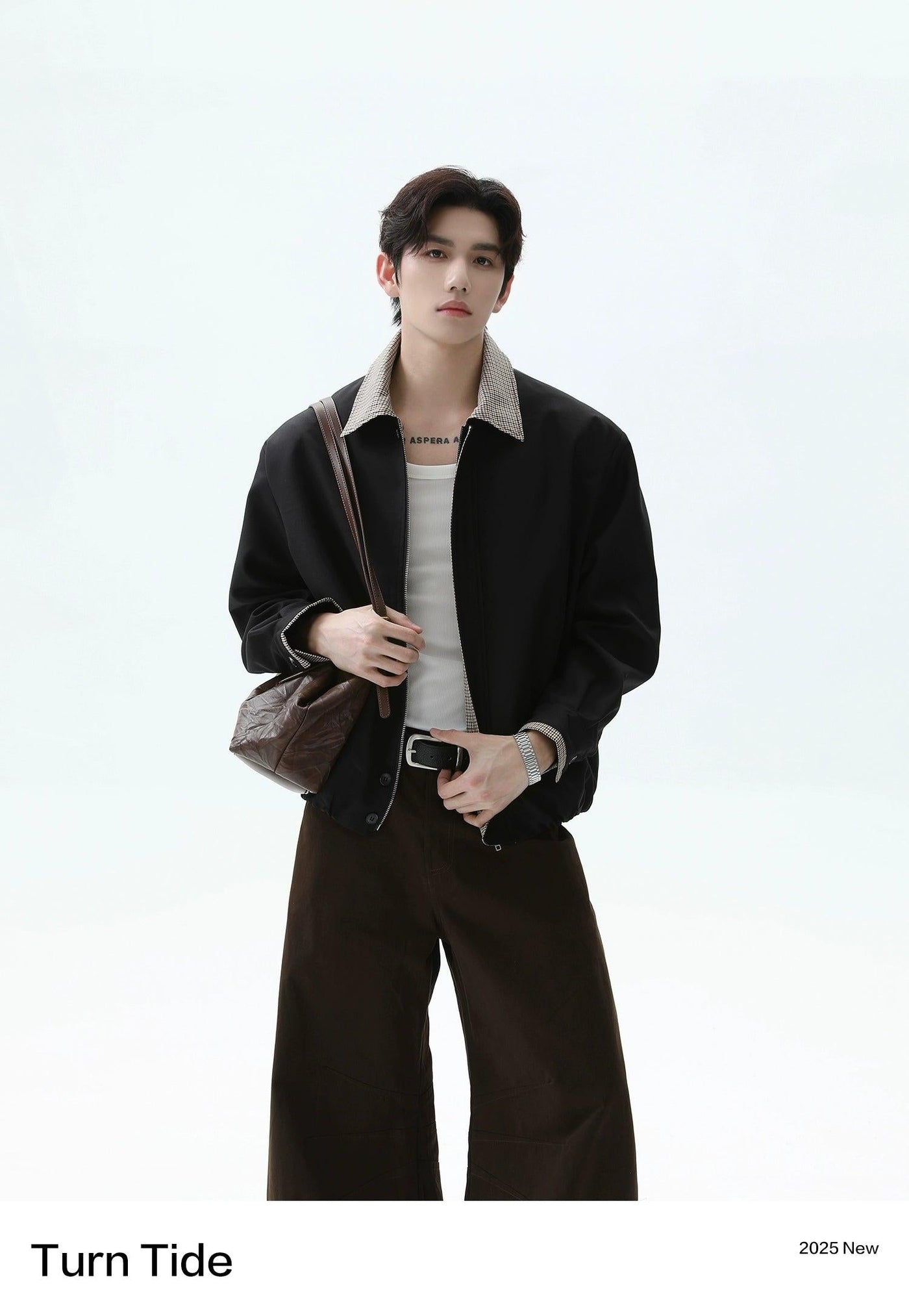 Plaid Pattern Spliced Zip-Up Jacket Korean Street Fashion Jacket By Turn Tide Shop Online at OH Vault