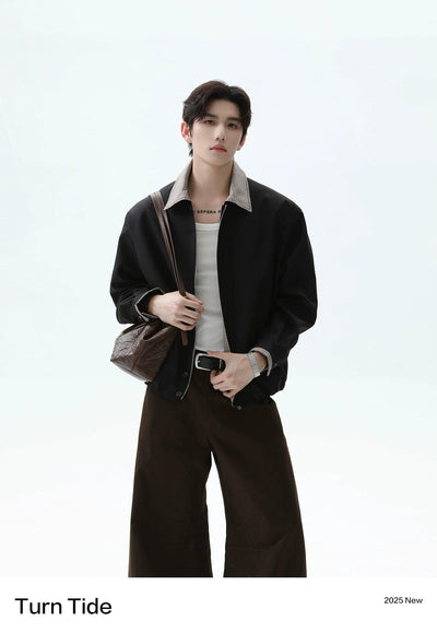 Plaid Pattern Spliced Zip-Up Jacket Korean Street Fashion Jacket By Turn Tide Shop Online at OH Vault