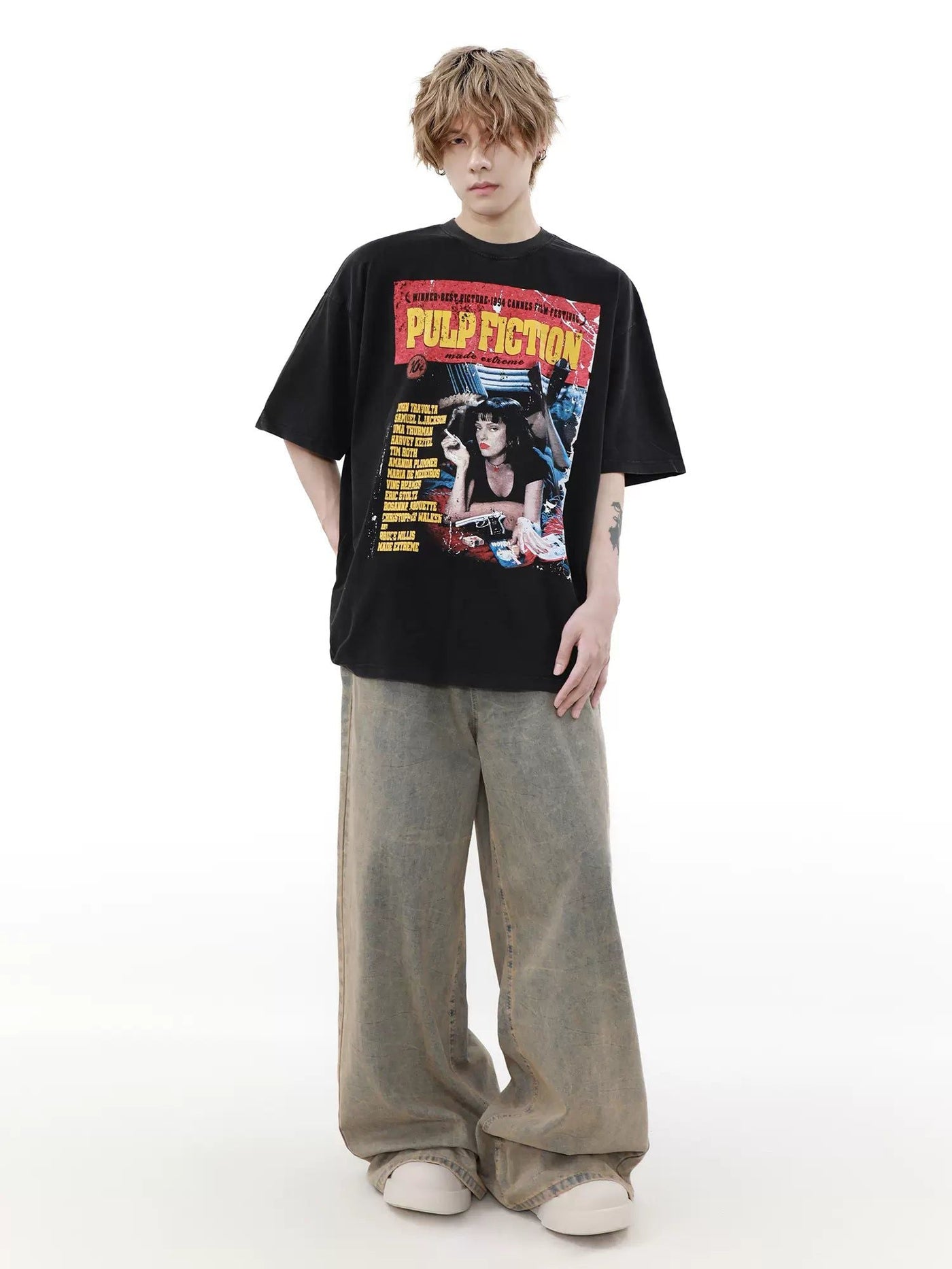Vintage Pulp F!ction Poster T-Shirt Korean Street Fashion T-Shirt By Mr Nearly Shop Online at OH Vault