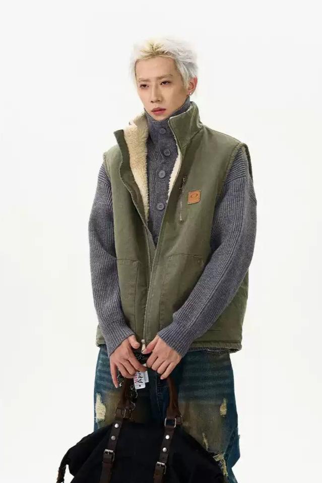 Fleece Lined Versatile Zipped Vest Korean Street Fashion Vest By A PUEE Shop Online at OH Vault