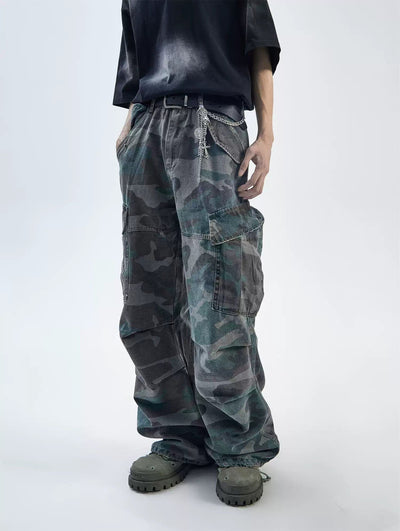 Multi-Pocket Camouflage Jeans Korean Street Fashion Jeans By Ash Dark Shop Online at OH Vault