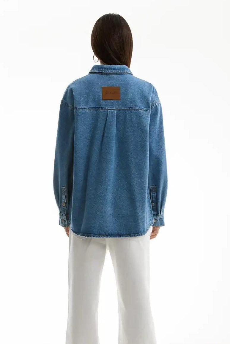 Washed Front Pockets Denim Shirt Korean Street Fashion Shirt By Funky Fun Shop Online at OH Vault