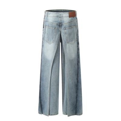 Washed Spliced & Structured Jeans Korean Street Fashion Jeans By Blacklists Shop Online at OH Vault