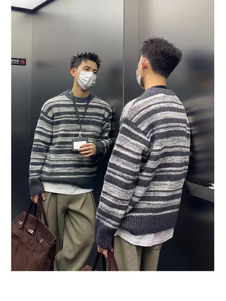 Comfy Striped Contrast Sweater Korean Street Fashion Sweater By Poikilotherm Shop Online at OH Vault