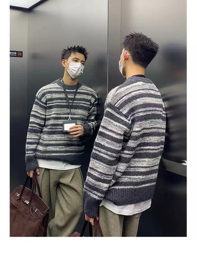 Comfy Striped Contrast Sweater Korean Street Fashion Sweater By Poikilotherm Shop Online at OH Vault