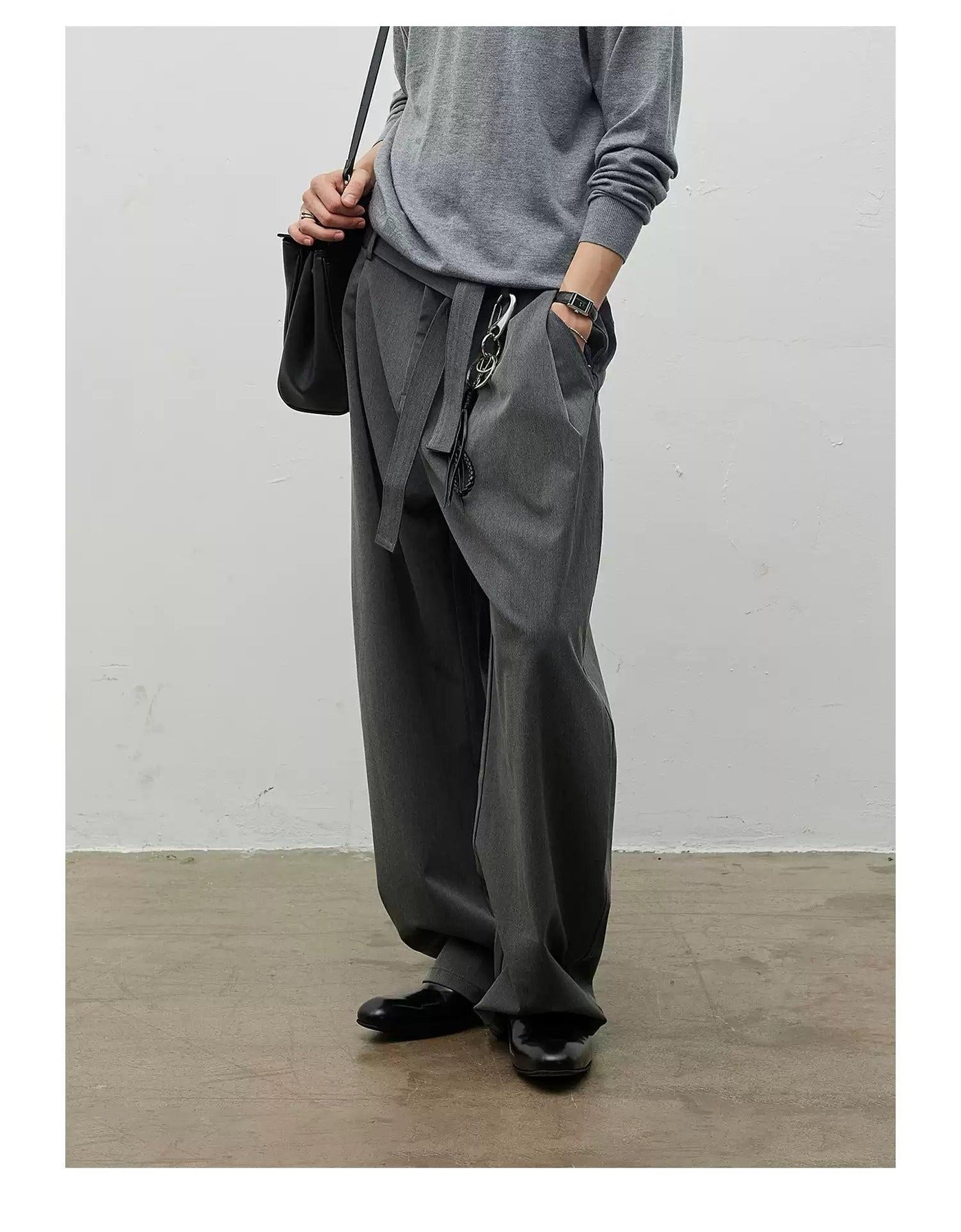 Belt Strap Loose Fit Pants Korean Street Fashion Pants By Terra Incognita Shop Online at OH Vault
