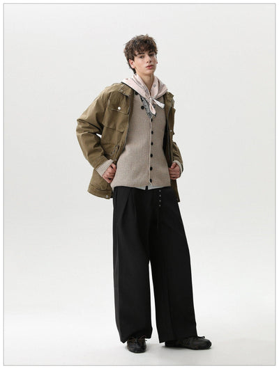 Multiple Pockets Snap Buttoned Jacket Korean Street Fashion Jacket By Mr Nearly Shop Online at OH Vault