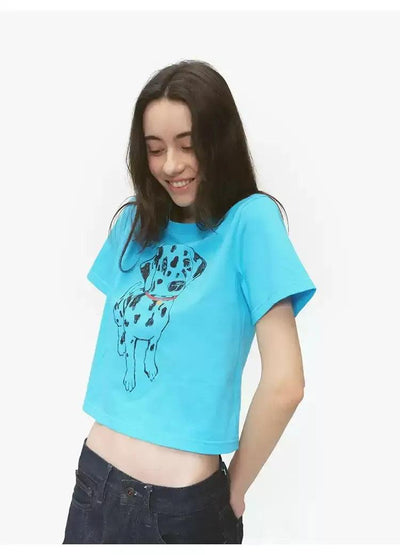 Dalmatian Dog Cropped T-Shirt Korean Street Fashion T-Shirt By Country Moment Shop Online at OH Vault