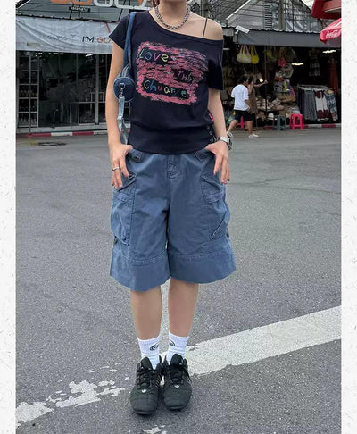 Clean Fit Washed Cargo Shorts Korean Street Fashion Shorts By Made Extreme Shop Online at OH Vault