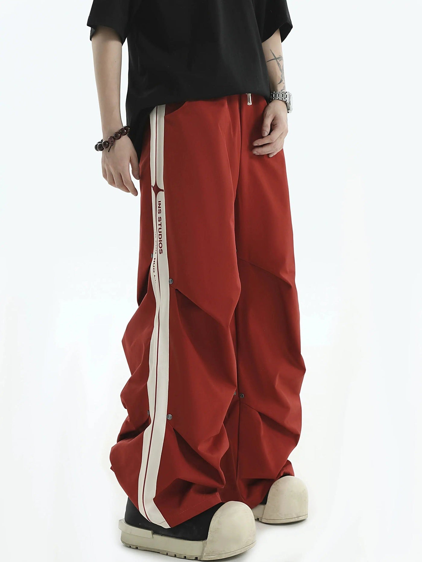 Wide Fit Contrast Pants Korean Street Fashion Pants By INS Korea Shop Online at OH Vault
