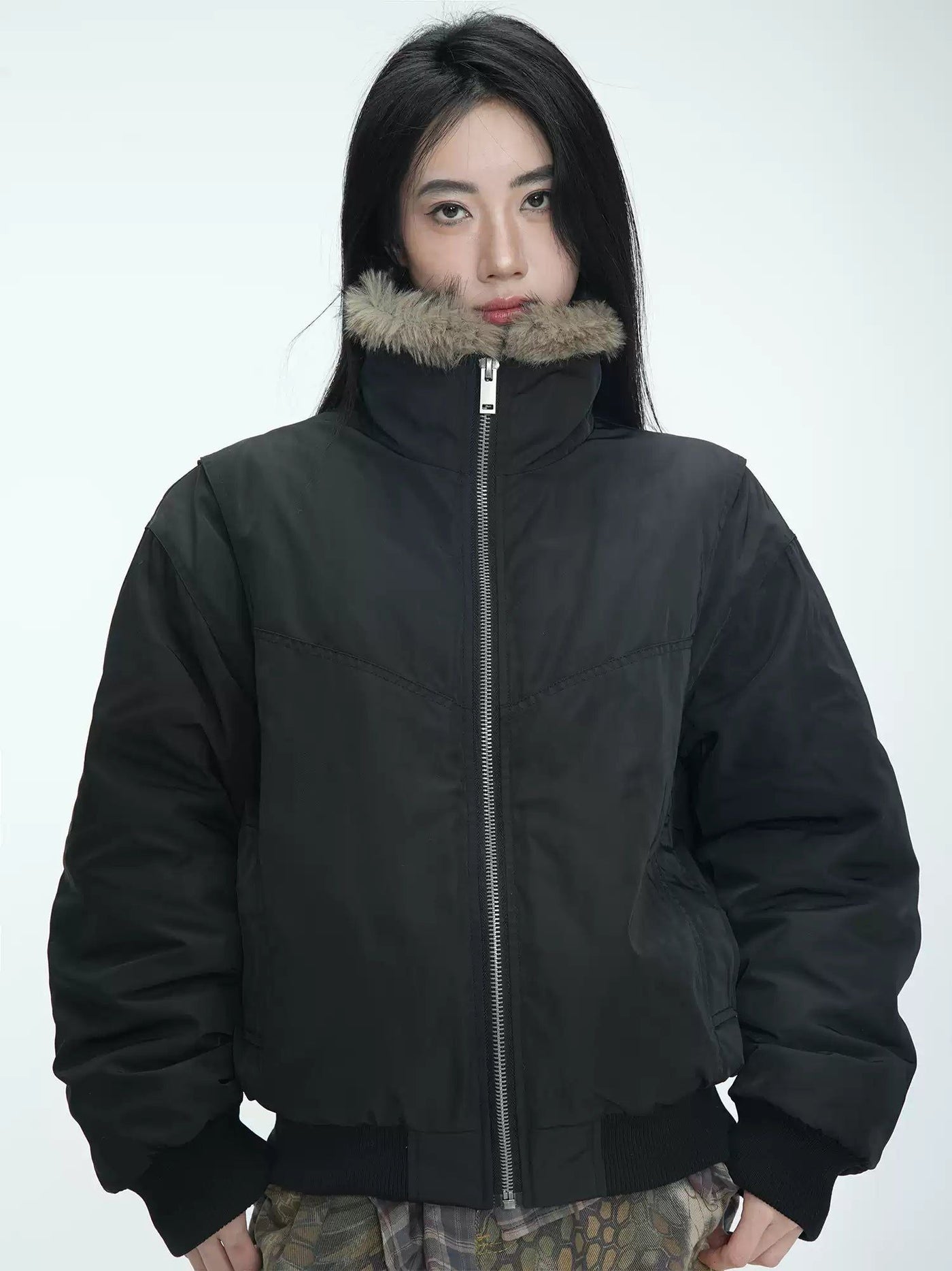 Zip-Up Bomber Puffer Jacket Korean Street Fashion Jacket By Jump Next Shop Online at OH Vault