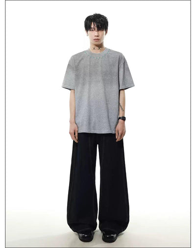 Washed Contrast Semi-Gemstone T-Shirt Korean Street Fashion T-Shirt By Mr Nearly Shop Online at OH Vault