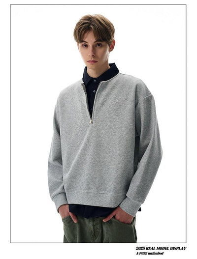 Plain Boxy Fit Half-Zip