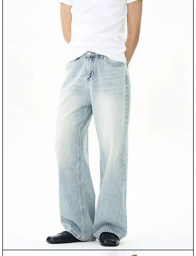 Essential Faded Straight Jeans Korean Street Fashion Jeans By 77Flight Shop Online at OH Vault