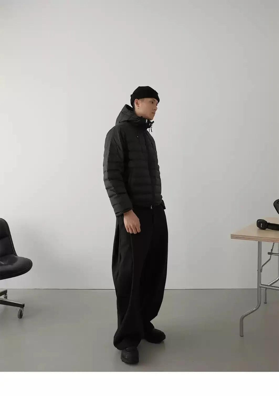 Solid Hooded Quilted Down Jacket Korean Street Fashion Jacket By In Knots Shop Online at OH Vault