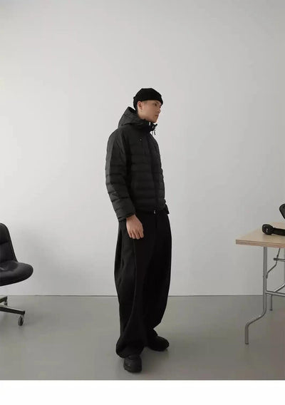 Solid Hooded Quilted Down Jacket Korean Street Fashion Jacket By In Knots Shop Online at OH Vault