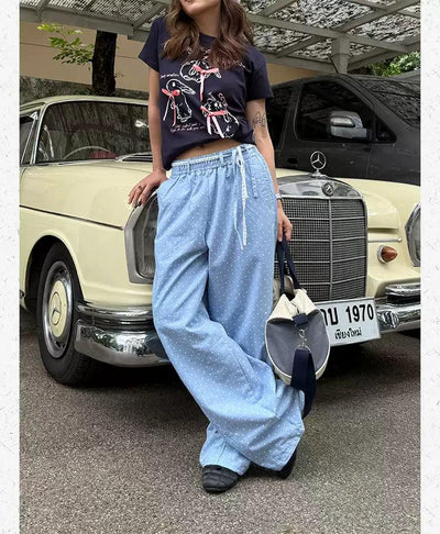 Polka Dots Waist String Jeans Korean Street Fashion Jeans By Made Extreme Shop Online at OH Vault