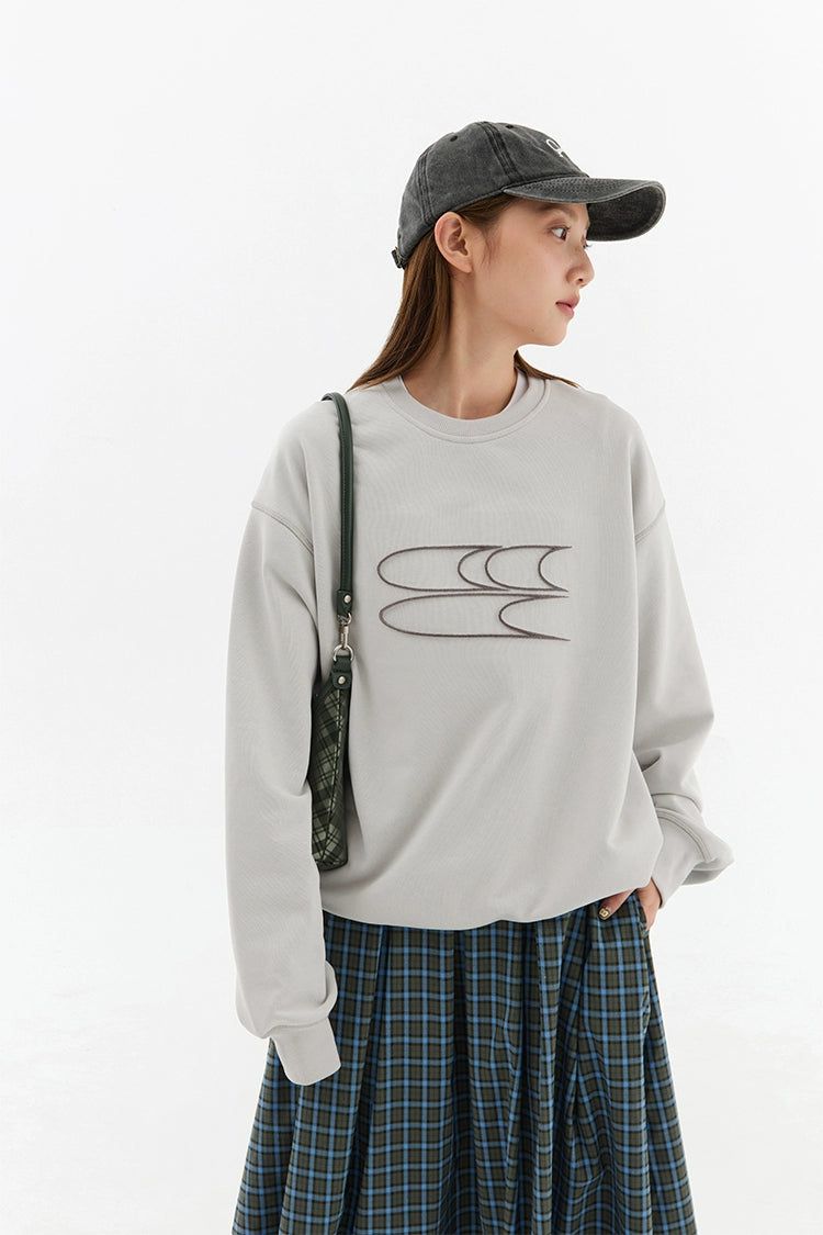 Logo Outline Versatile Crewneck Korean Street Fashion Crewneck By Crying Center Shop Online at OH Vault