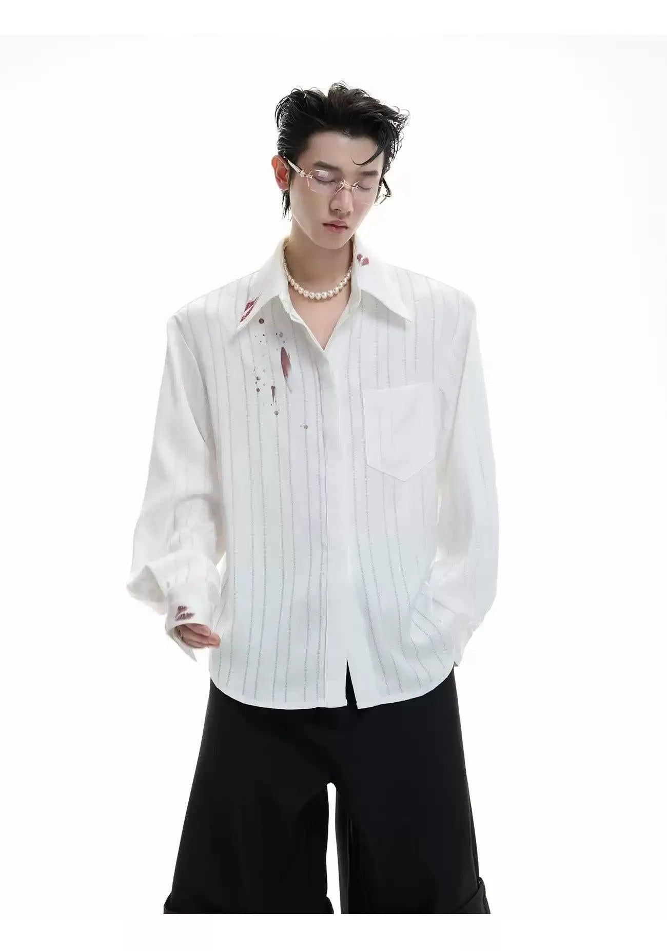 Line Textured Sheer Buttoned Shirt Korean Street Fashion Shirt By Argue Culture Shop Online at OH Vault