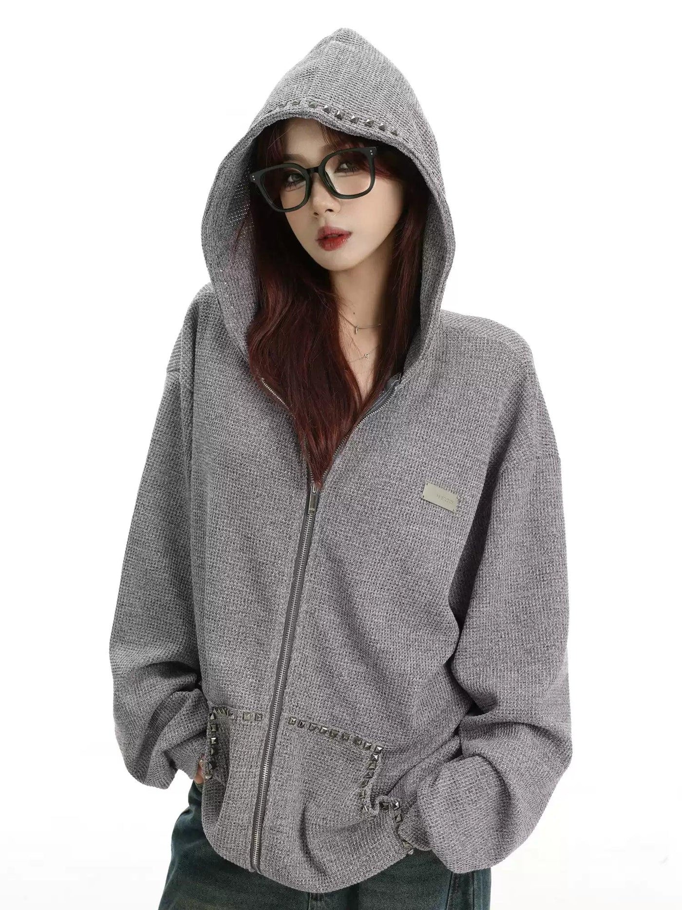 Textured Oversized Fit Hooded Jacket Korean Street Fashion Jacket By INS Korea Shop Online at OH Vault