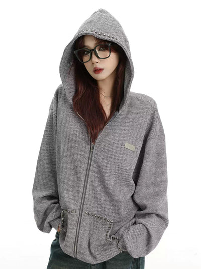 Textured Oversized Fit Hooded Jacket Korean Street Fashion Jacket By INS Korea Shop Online at OH Vault