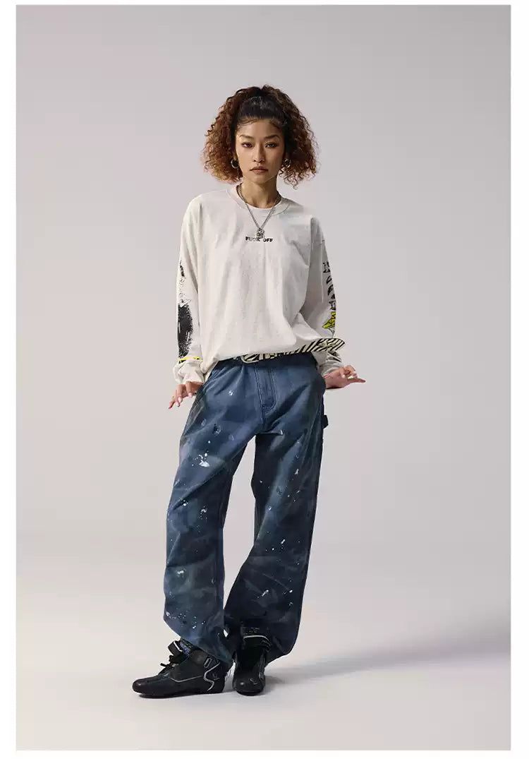 Workwear Paint Splatters Cargo Jeans Korean Street Fashion Jeans By Remedy Shop Online at OH Vault