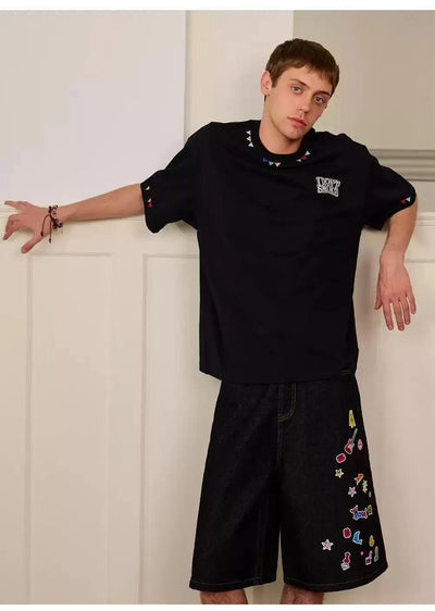 Logo Embroidery Clean Fit T-Shirt Korean Street Fashion T-Shirt By Donsmoke Shop Online at OH Vault