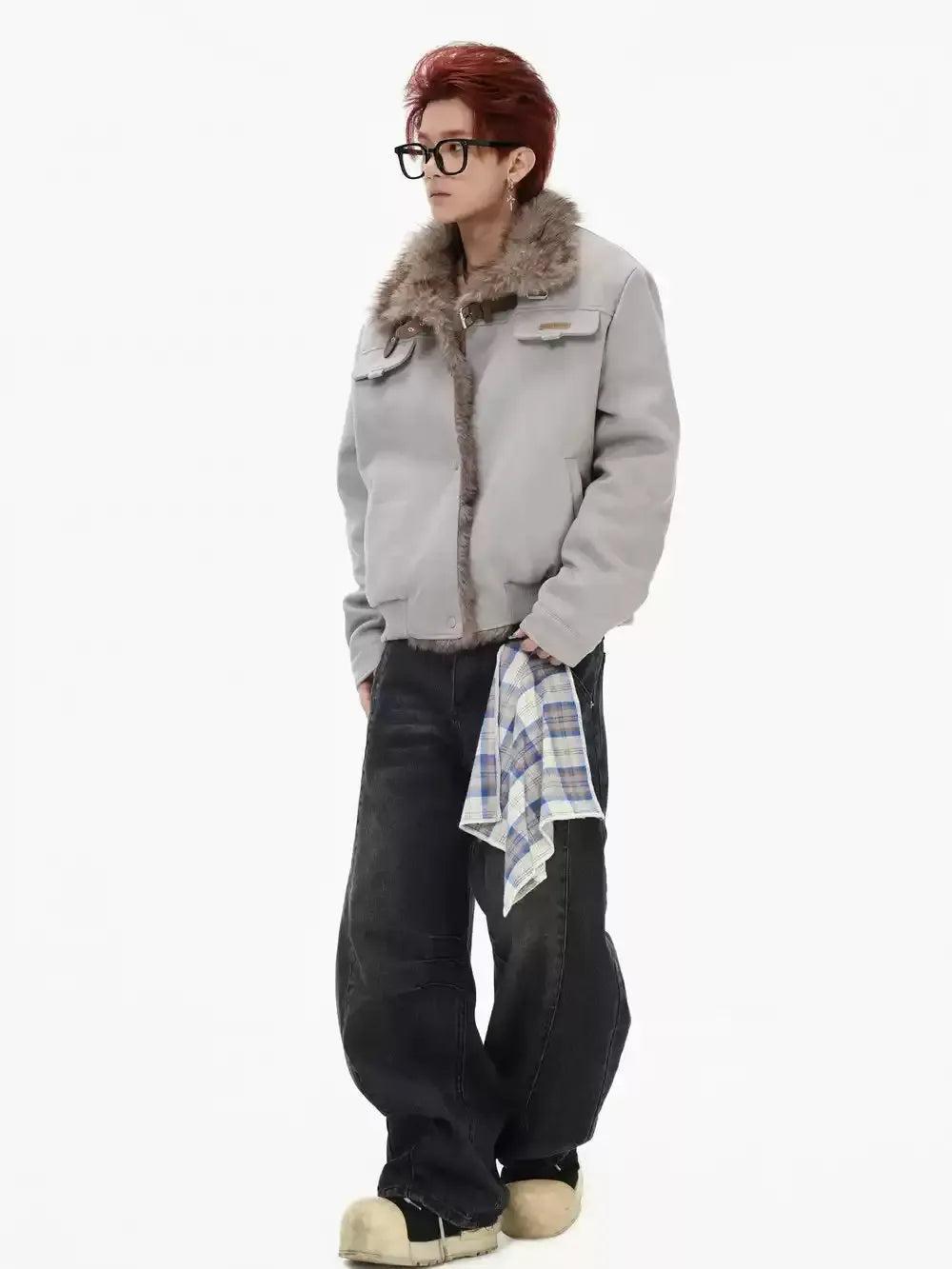 Plaid Handkerchief Detail Washed Scimitar Jeans Korean Street Fashion Jeans By INS Korea Shop Online at OH Vault