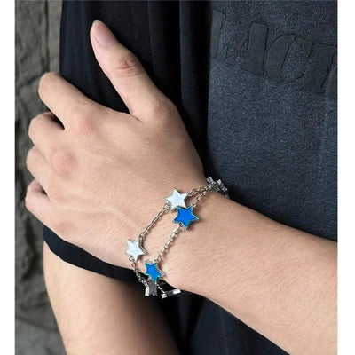 Star Shapes Chained Bracelet Korean Street Fashion Bracelet By Poikilotherm Shop Online at OH Vault