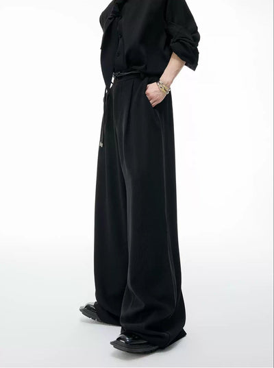 Textured Scarf Detail Shirt & Wide Pants Set Korean Street Fashion Clothing Set By Argue Culture Shop Online at OH Vault