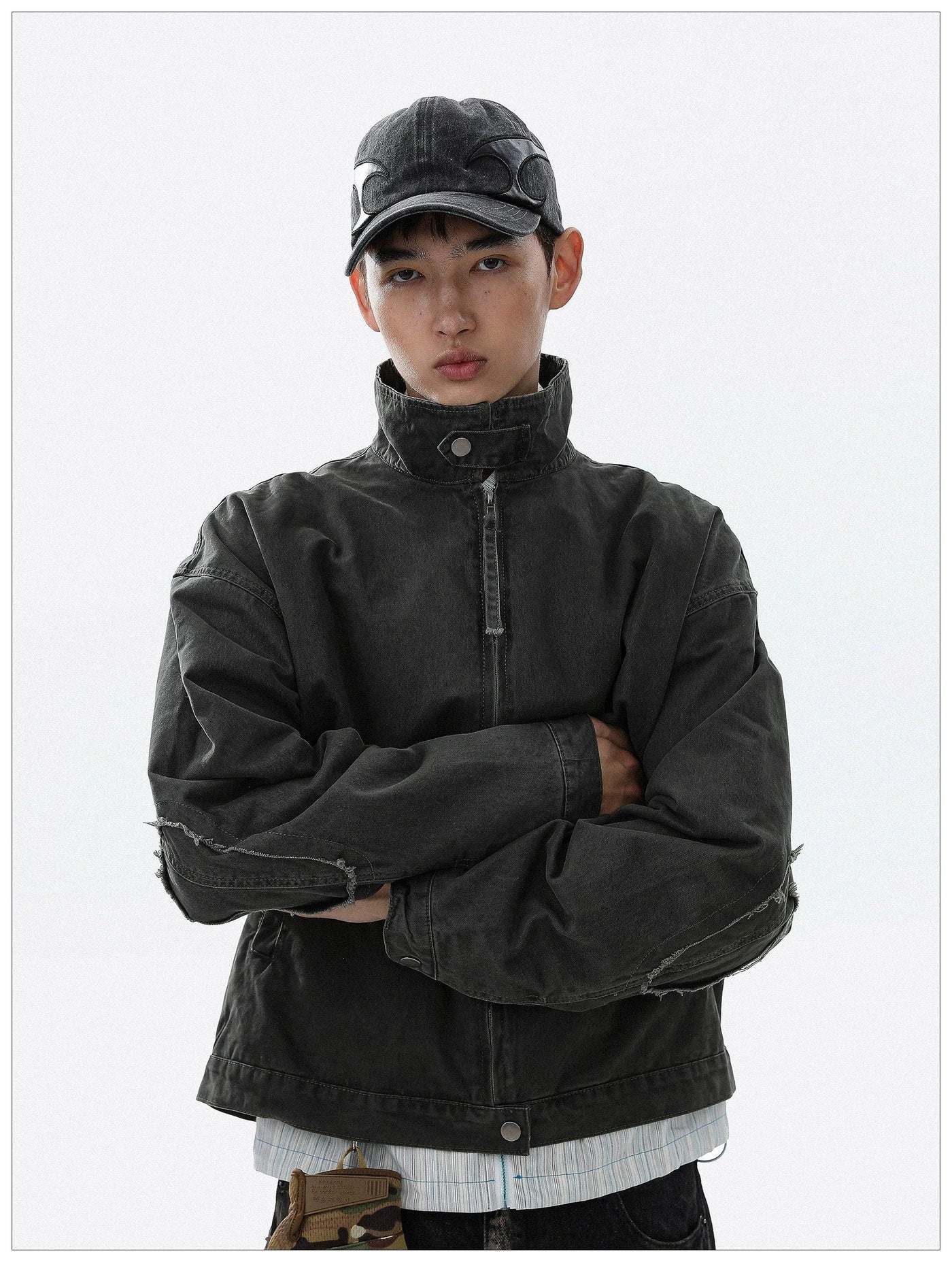 Faded Wash Zipped Denim Jacket Korean Street Fashion Jacket By Mr Nearly Shop Online at OH Vault