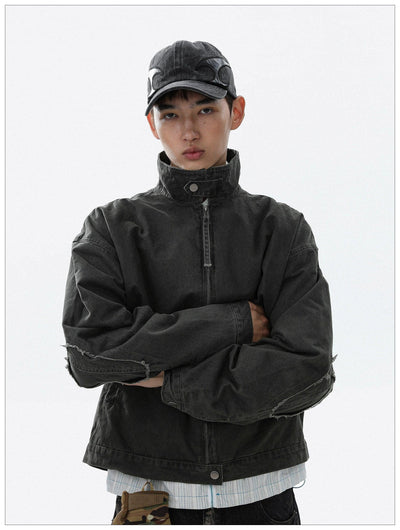 Faded Wash Zipped Denim Jacket Korean Street Fashion Jacket By Mr Nearly Shop Online at OH Vault