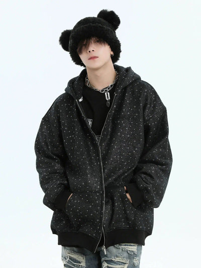 Star Full-Print Zipped Hoodie Korean Street Fashion Hoodie By INS Korea Shop Online at OH Vault