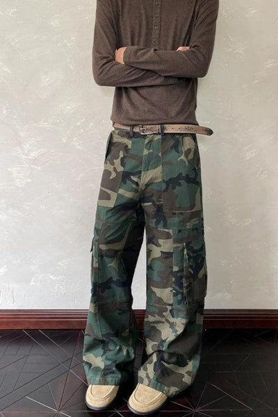 Side Flap Pockets Camouflage Cargo Pants Korean Street Fashion Pants By A PUEE Shop Online at OH Vault