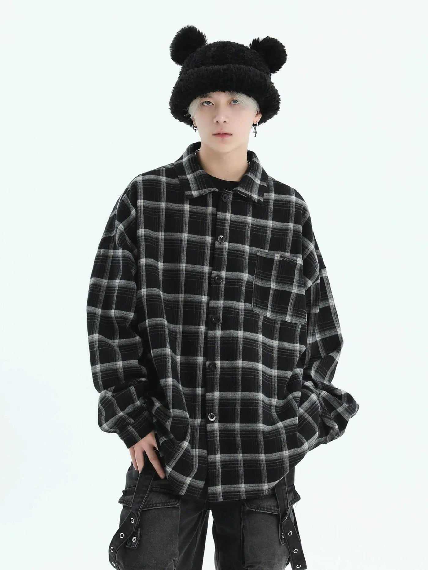 Wide Pocket Plaid Shirt Korean Street Fashion Shirt By INS Korea Shop Online at OH Vault