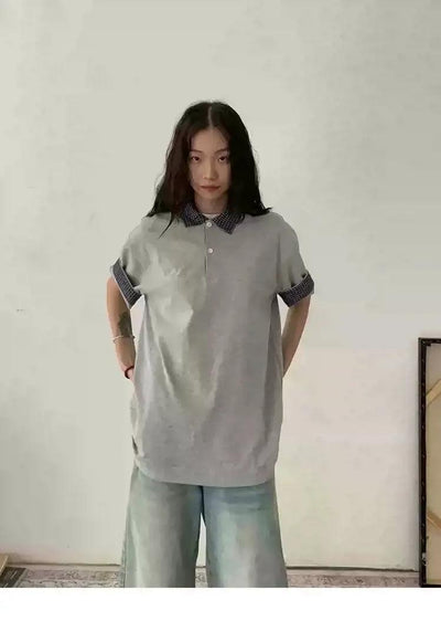 Casual Plaid Edge Polo Korean Street Fashion Polo By In Knots Shop Online at OH Vault