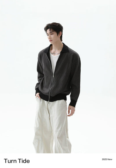 Pattern Knitted Zipped Jacket Korean Street Fashion Jacket By Turn Tide Shop Online at OH Vault