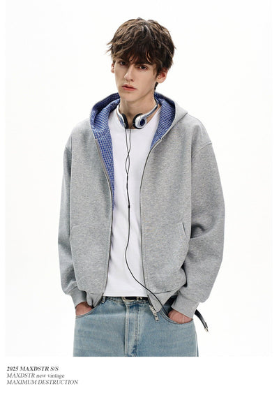 Striped Lining Zip-Up Hoodie Korean Street Fashion Hoodie By MaxDstr Shop Online at OH Vault