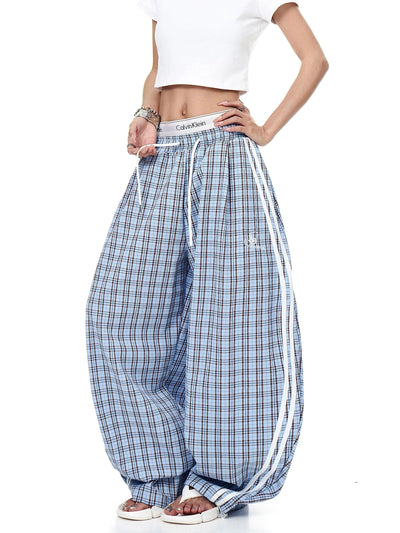 Side Lines Loose Plaid Pants Korean Street Fashion Pants By Blacklists Shop Online at OH Vault