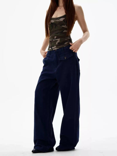 Slant Pocket Straight Fit Pants Korean Street Fashion Pants By 77Flight Shop Online at OH Vault