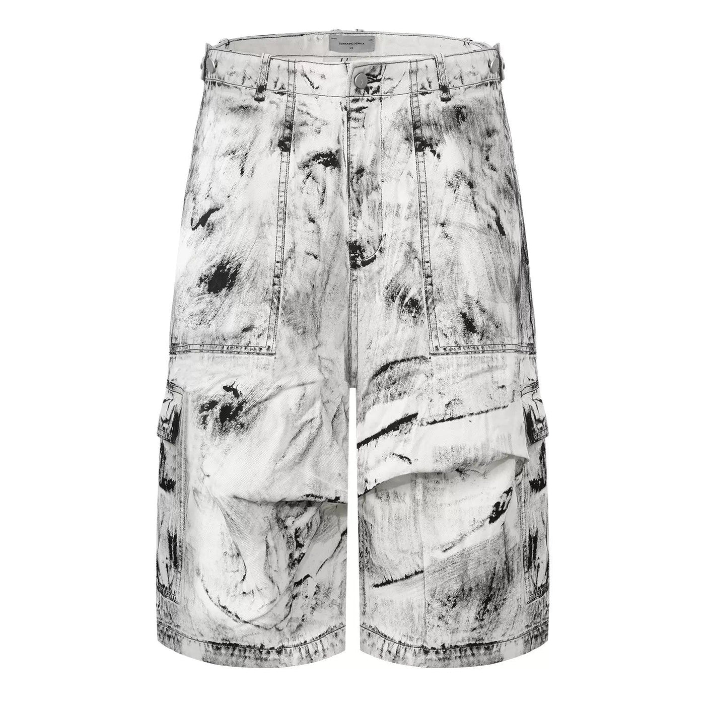 Ink Smudges Buttoned Shorts Korean Street Fashion Shorts By Terra Incognita Shop Online at OH Vault