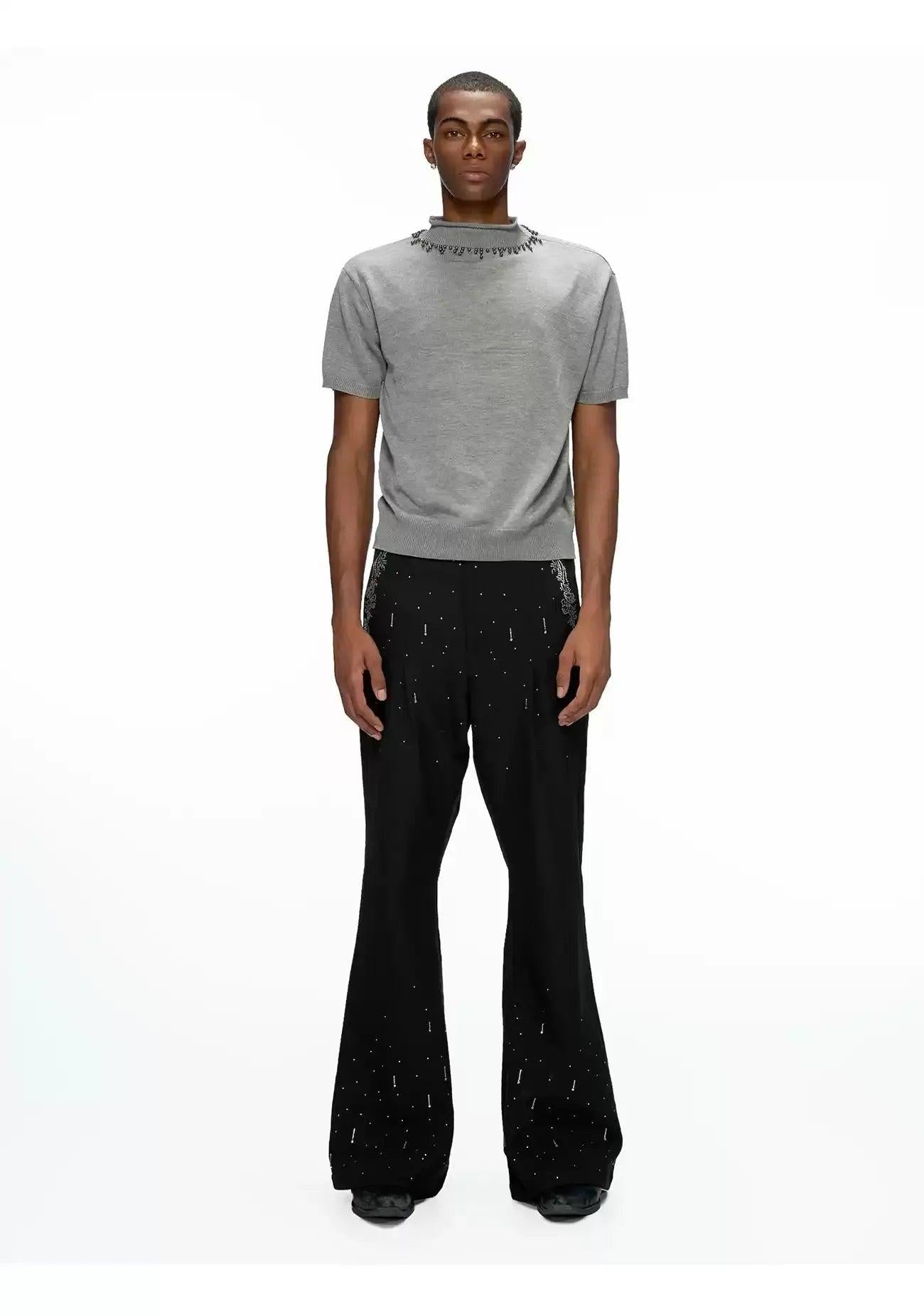 Rhinestone Detail Flared Pants Korean Street Fashion Pants By Argue Culture Shop Online at OH Vault