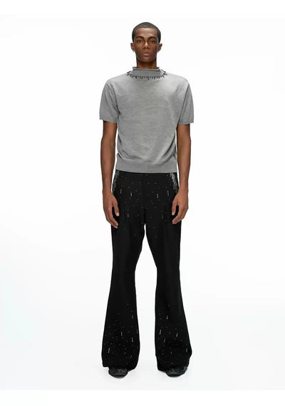 Rhinestone Detail Flared Pants Korean Street Fashion Pants By Argue Culture Shop Online at OH Vault
