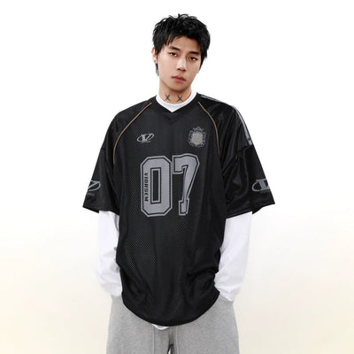 Mesh Sporty Print T-Shirt Korean Street Fashion T-Shirt By Mr Nearly Shop Online at OH Vault