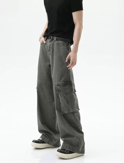 Washed Zipped Pocket Cargo Pants Korean Street Fashion Pants By Turn Tide Shop Online at OH Vault