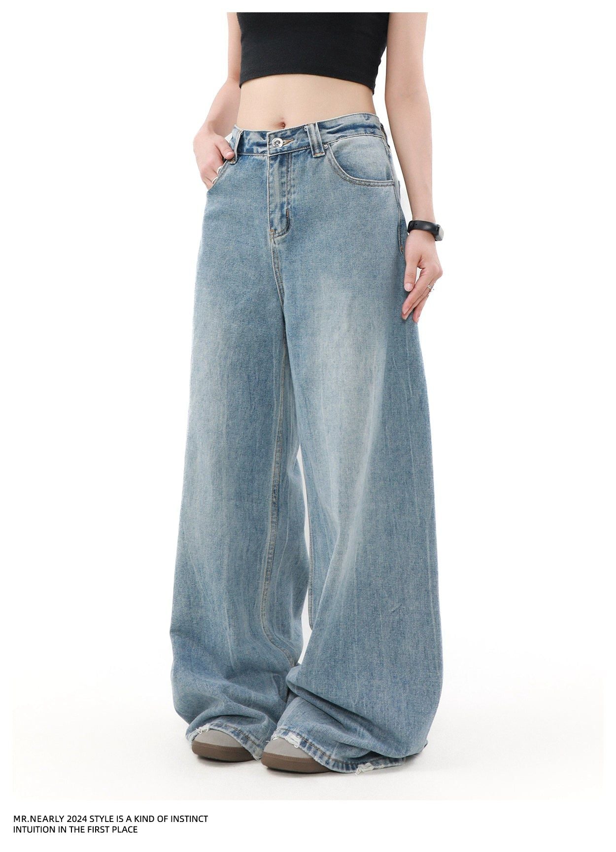 Faded Distressed Edge Jeans Korean Street Fashion Jeans By Mr Nearly Shop Online at OH Vault