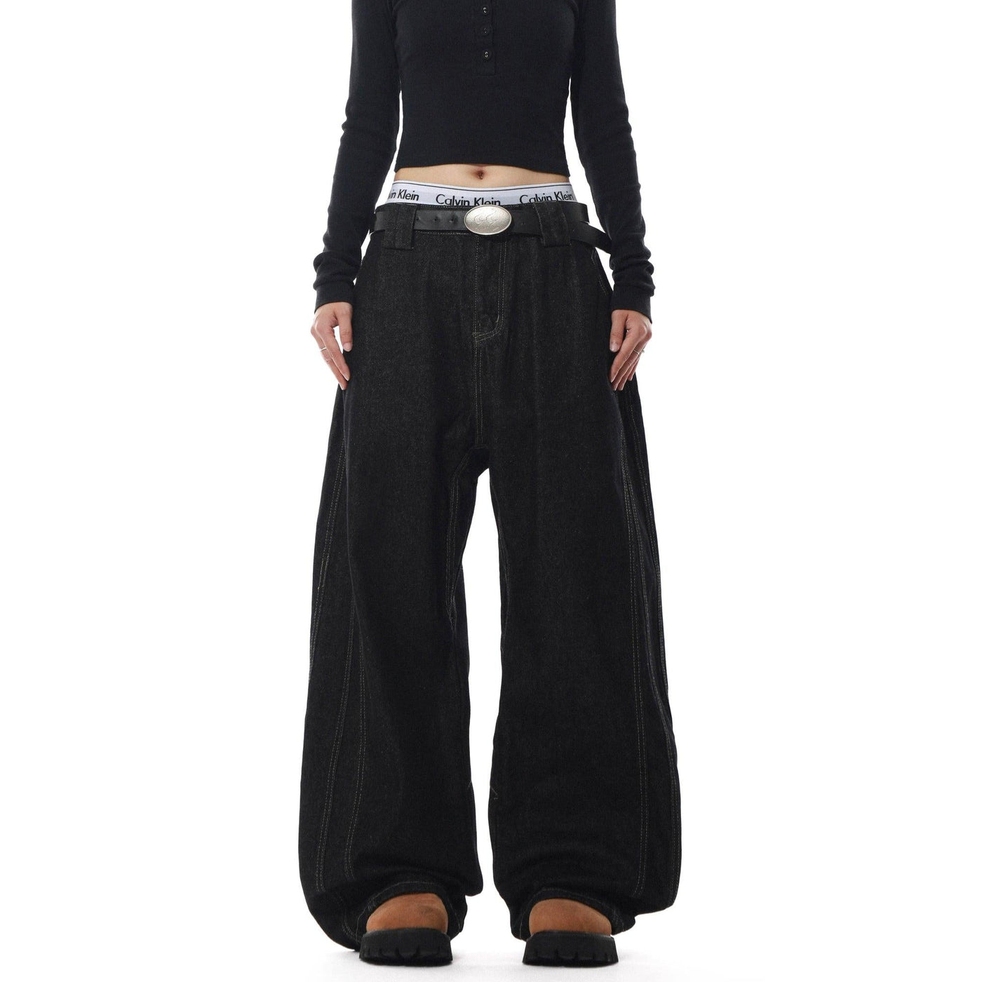 Top-Stitching Low-Rise Jeans Korean Street Fashion Jeans By Mr Nearly Shop Online at OH Vault