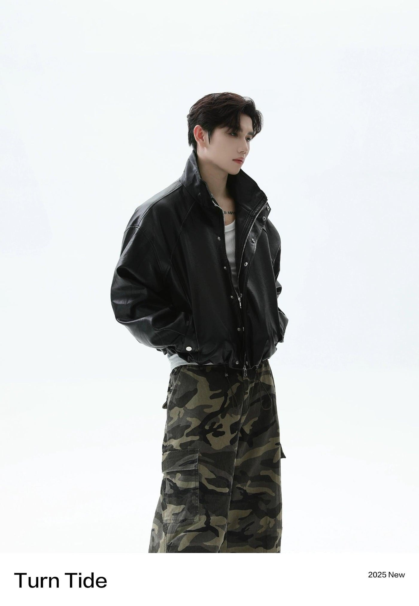 Structured PU Leather Short Jacket Korean Street Fashion Jacket By Turn Tide Shop Online at OH Vault