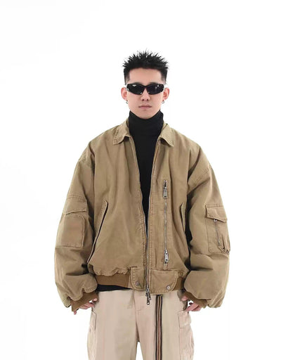 Heavy Wash Multi-Pocket Jacket Korean Street Fashion Jacket By Blacklists Shop Online at OH Vault