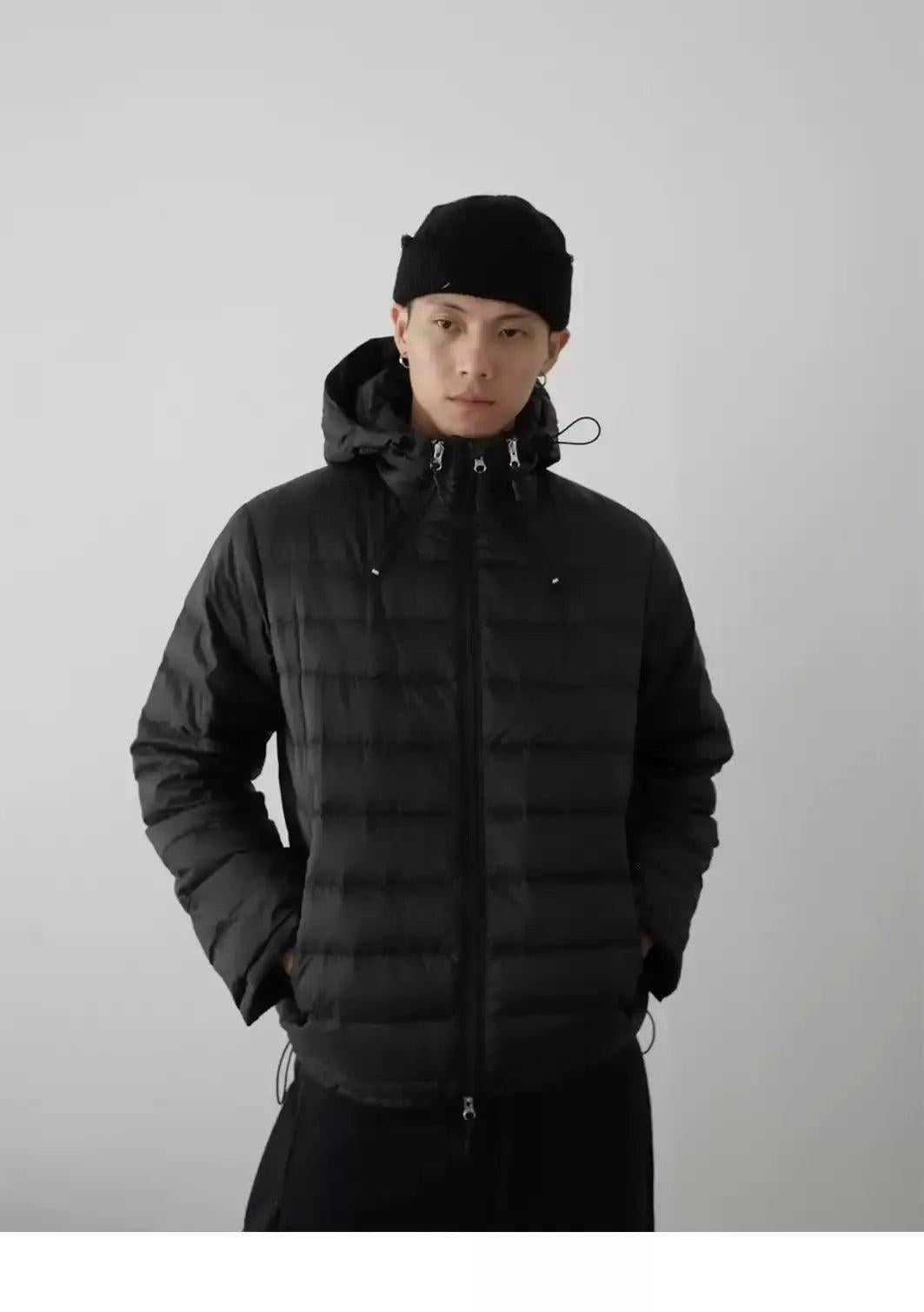 Solid Hooded Quilted Down Jacket Korean Street Fashion Jacket By In Knots Shop Online at OH Vault